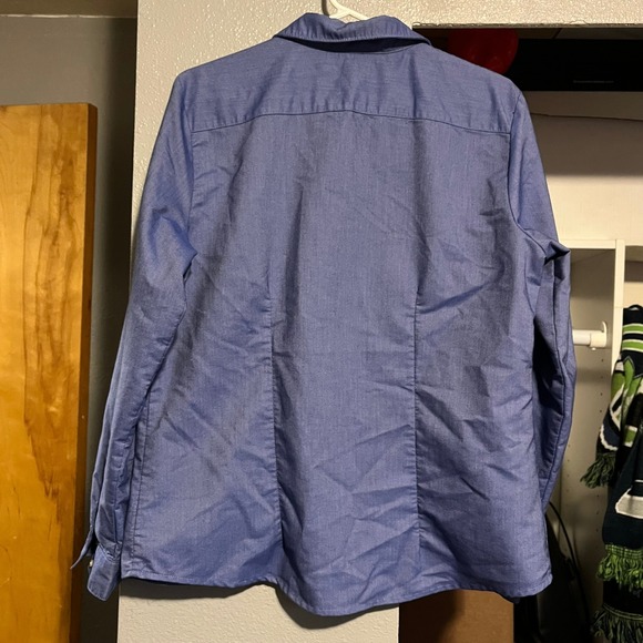 Lands End Womens Blue Pintuck Oxford Button Down Shirt Size 14 Long Sleeve - Picture 4 of 6